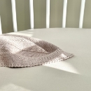 Husa saltea rotunda patut bebe copii cu elastic, 70 x 70 cm, cappuccino (2)